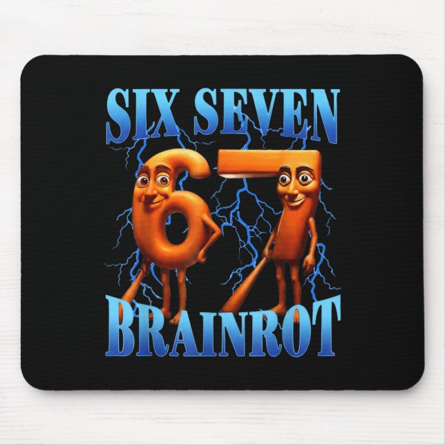Funny 67 Meme Italian Brainrot Tung Tung Sahur Six Mousepad (Vorne)