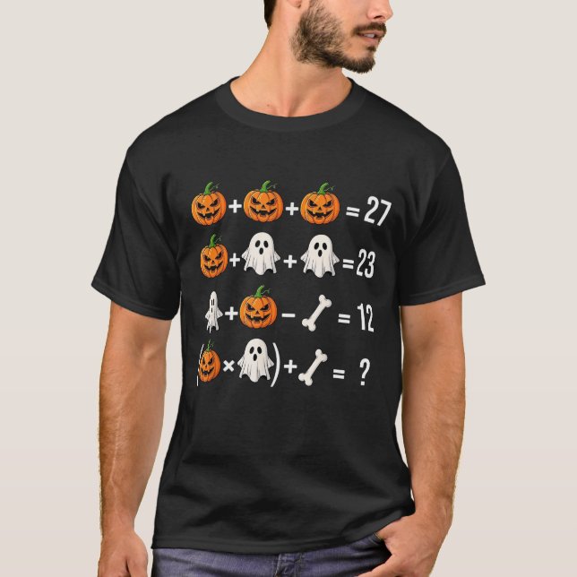 Funny 67 Meme Pumpkin Ghost Math Teacher T-Shirt (Vorderseite)