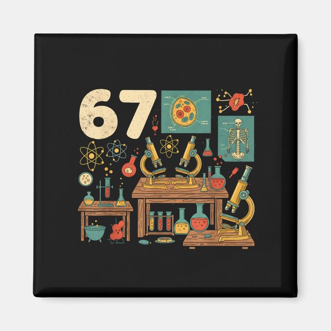 Funny 67 Meme Science Teacher Students Six Seven M Magnet (Vorne)