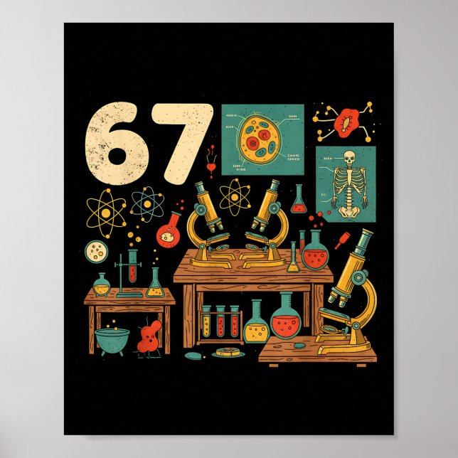 Funny 67 Meme Science Teacher Students Six Seven M Poster (Vorne)
