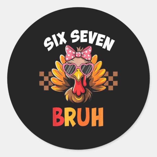 Funny 67 Meme Six Seven Bruh Aesthetic  Runder Aufkleber (Vorderseite)