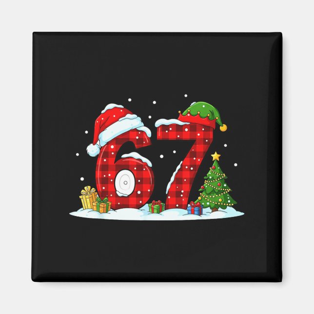 Funny 67 Meme Six Seven Christmas Buffalo Red Plai Magnet (Vorne)