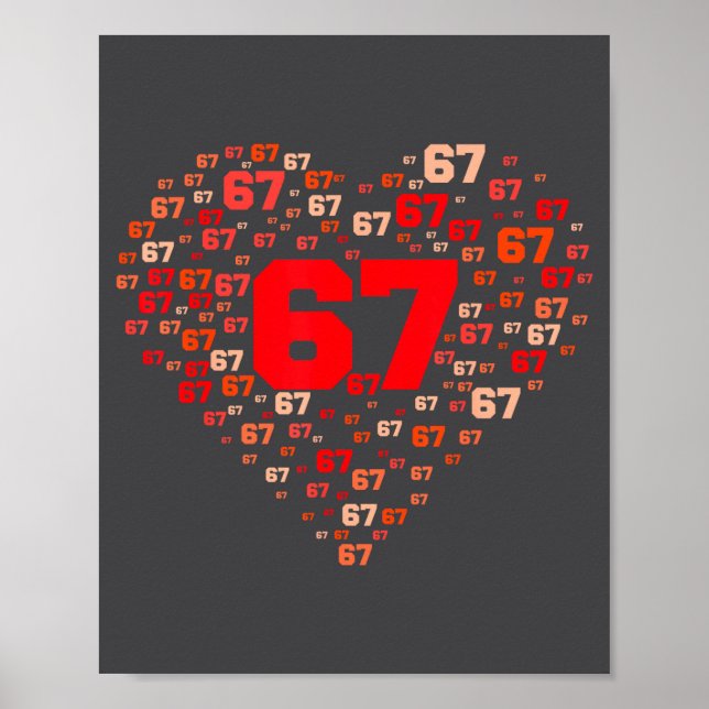 Funny 67 Meme Six Seven Heart Matching Couples Val Poster (Vorne)