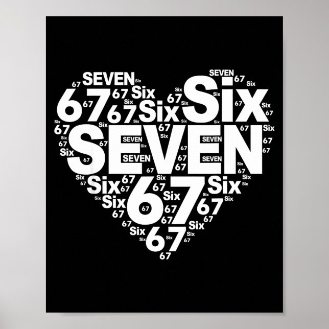 Funny 67 Meme Six Seven Heart Matching Couples Val Poster (Vorne)