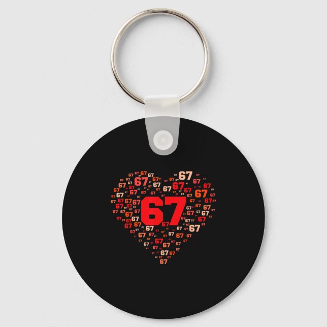 Funny 67 Meme Six Seven Heart Matching Couples Val Schlüsselanhänger (Vorderseite)
