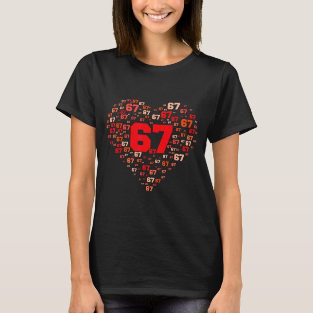 Funny 67 Meme Six Seven Heart Matching Couples Val T-Shirt (Vorderseite)