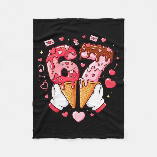 Funny 67 Meme Six Seven Ice Cream Matching Couples Fleecedecke (Vorderseite)