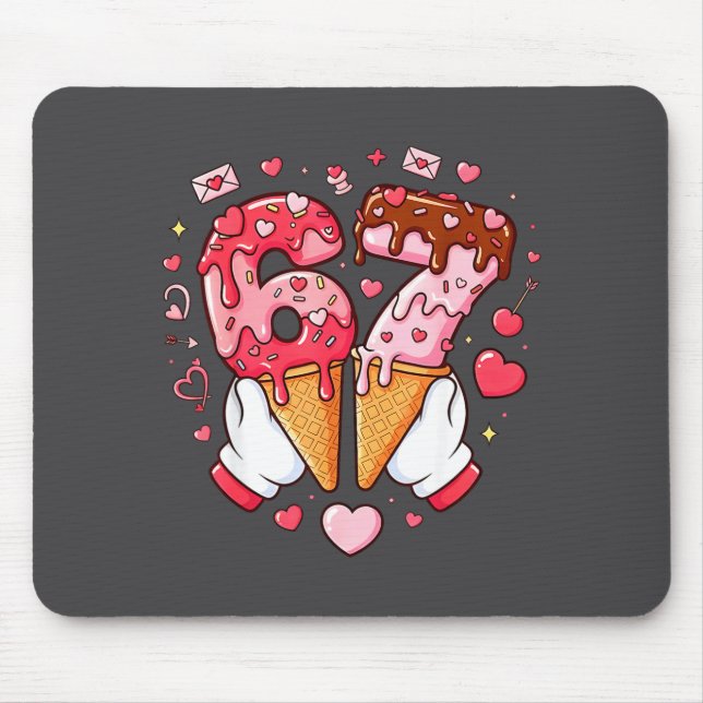 Funny 67 Meme Six Seven Ice Cream Matching Couples Mousepad (Vorne)