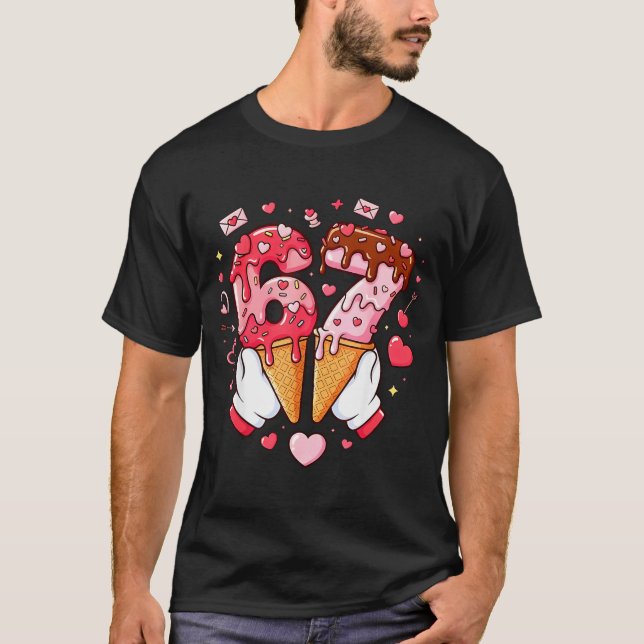 Funny 67 Meme Six Seven Ice Cream Matching Couples T-Shirt (Vorderseite)