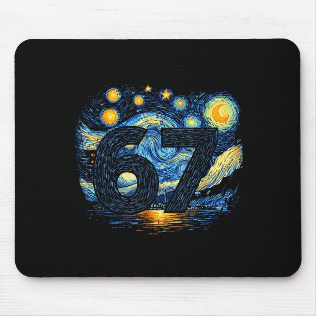 Funny 67 Meme Six Seven Starry Art Night  Mousepad (Vorne)