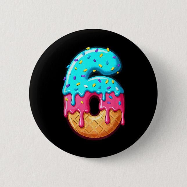 Funny 67 Number 6 Ice Cream Drip Meme Matching Gro Button (Vorderseite)