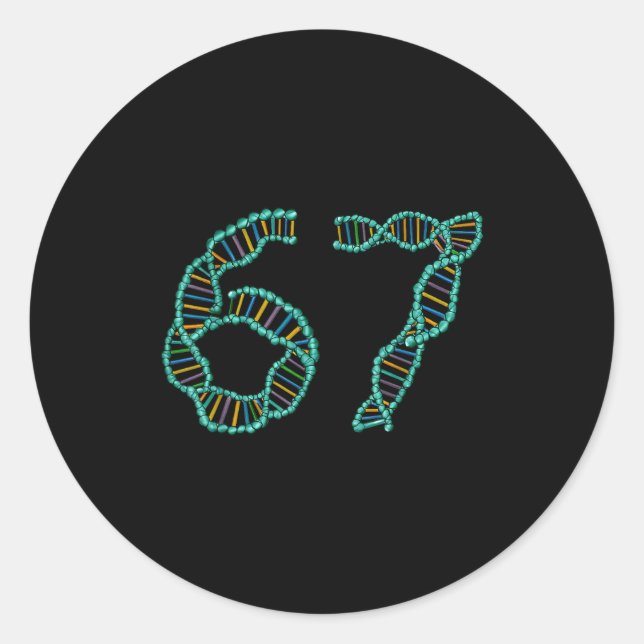 Funny 67 Number Meme Dna Replication Molecular Sci Runder Aufkleber (Vorderseite)