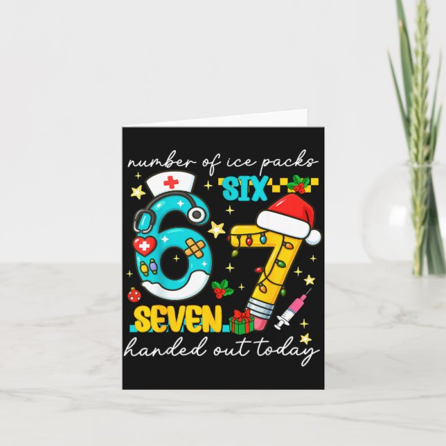 Funny 67 School Nurse Christmas Six Seven School N Karte (Vorderseite)
