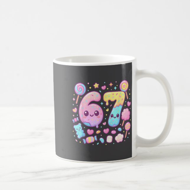 Funny 67 Six Seven Candy 6 7 Meme Gen Alpha Kawaii Kaffeetasse (Rechts)