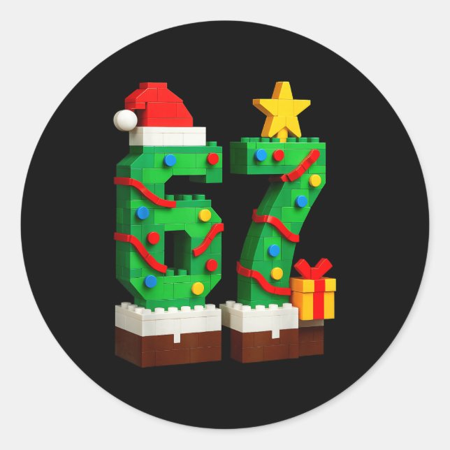 Funny 67 Six Seven Christmas Xmas Boys Kids  Runder Aufkleber (Vorderseite)