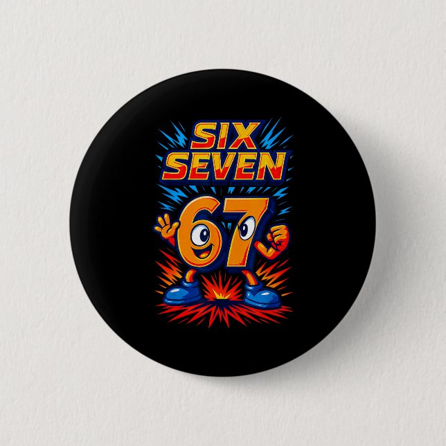 Funny 67 Six Seven Italian Brainrot Boys Girls 6 7 Button (Vorderseite)
