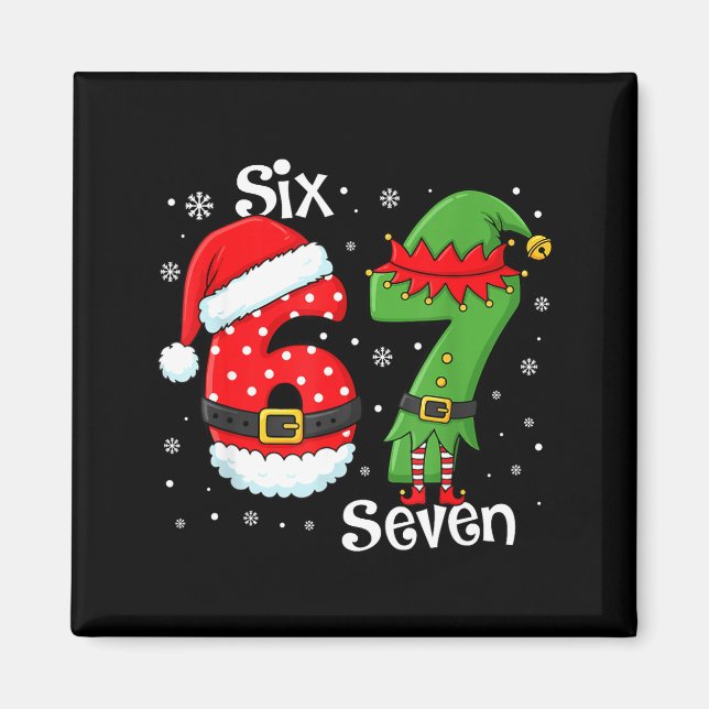 Funny 67 Six Seven Meme 6 7 Elf Santa Christmas Pa Magnet (Vorne)