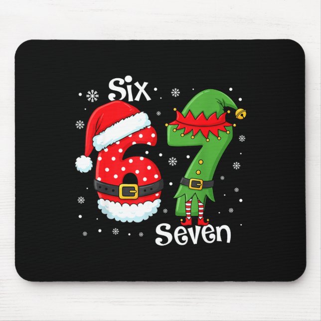 Funny 67 Six Seven Meme 6 7 Elf Santa Christmas Pa Mousepad (Vorne)