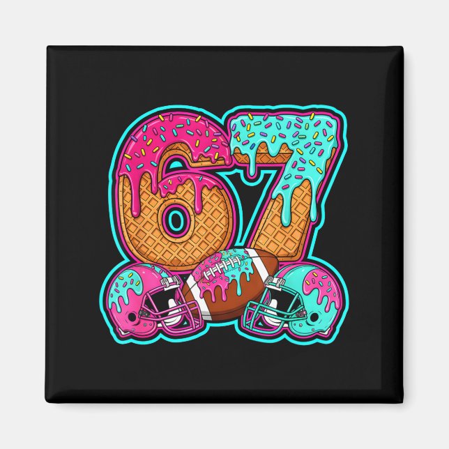 Funny 67 Six Seven Meme American Football Number # Magnet (Vorne)