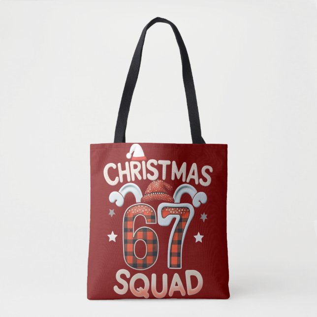 Funny 67 Six Seven Meme Brainrot  Christmas Squad Tasche (Vorderseite)