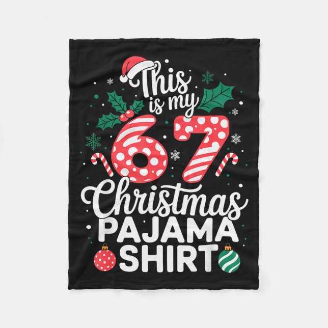 Funny 67 Six Seven Meme Brainrot Cringe Christmas  Fleecedecke (Vorderseite)