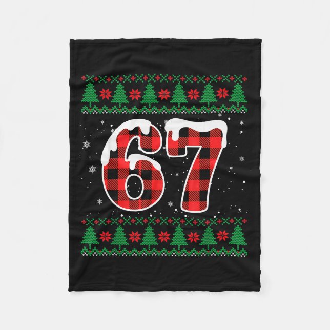 Funny 67 Six Seven Meme Brainrot Cringe Christmas  Fleecedecke (Vorderseite)