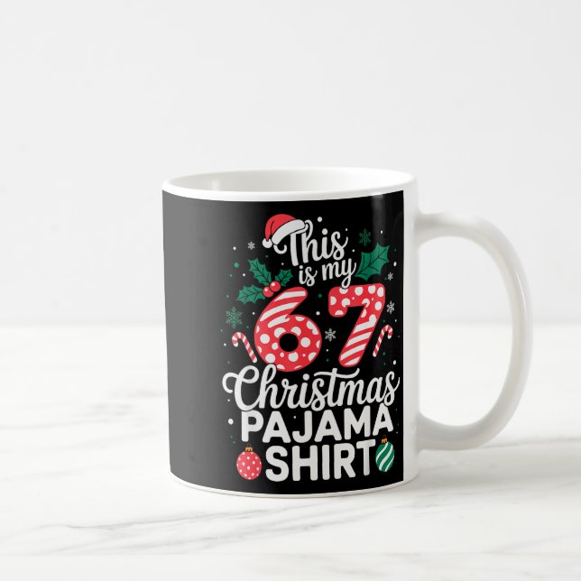 Funny 67 Six Seven Meme Brainrot Cringe Christmas  Kaffeetasse (Rechts)