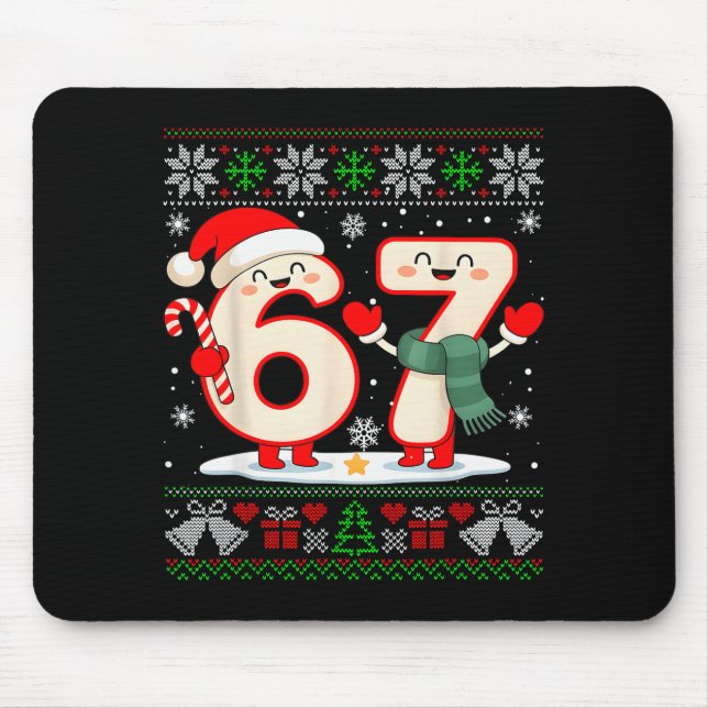 Funny 67 Six Seven Meme Brainrot Cringe Christmas  Mousepad (Vorne)