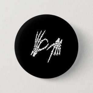 Funny 67 Six Seven Meme Halloween Skeleton Hands Button