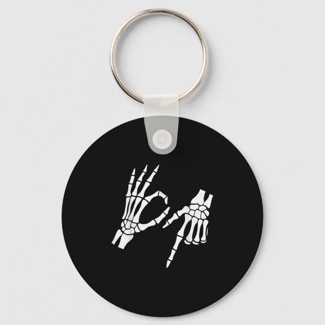 Funny 67 Six Seven Meme Halloween Skeleton Hands Schlüsselanhänger (Vorderseite)