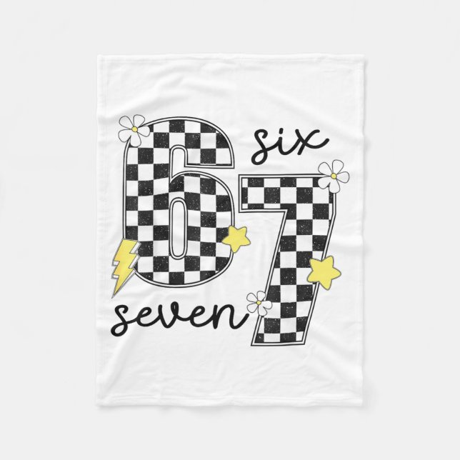 Funny 67 Six Seven Meme Slang 6-7 Checkered Number Fleecedecke (Vorderseite)