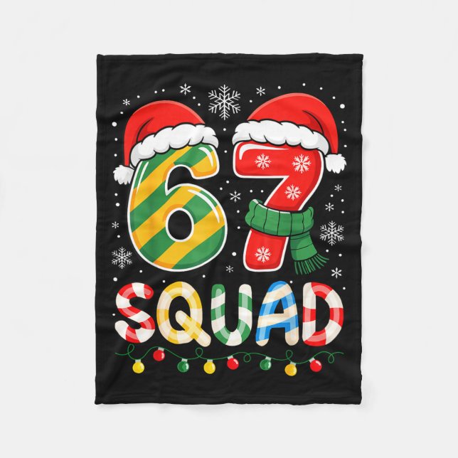 Funny 67 Squad Candy Cane Santa Hat Christmas Men  Fleecedecke (Vorderseite)