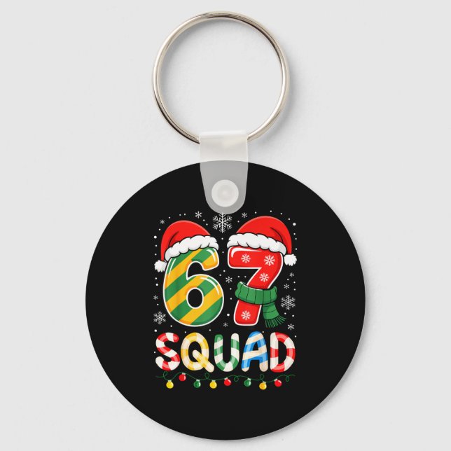 Funny 67 Squad Candy Cane Santa Hat Christmas Men  Schlüsselanhänger (Vorderseite)