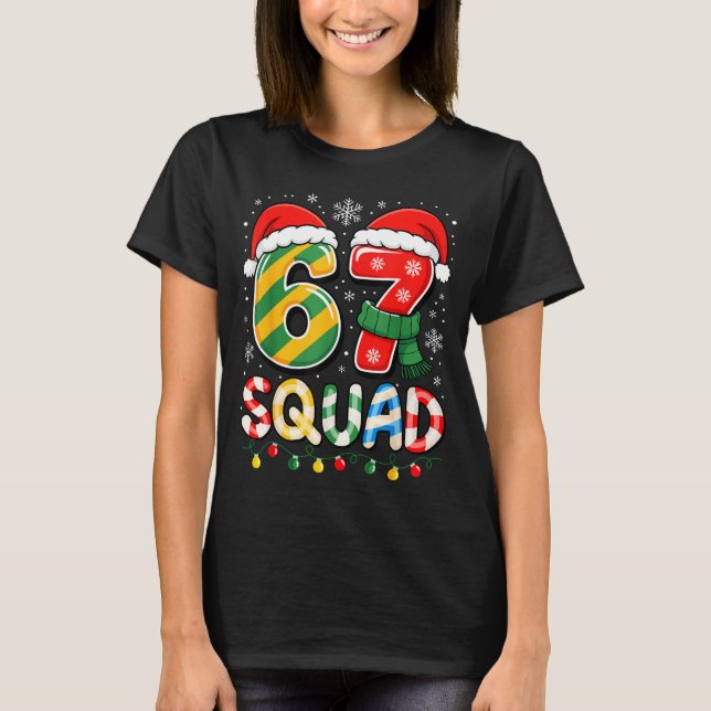 Funny 67 Squad Candy Cane Santa Hat Christmas Men  T-Shirt (Vorderseite)