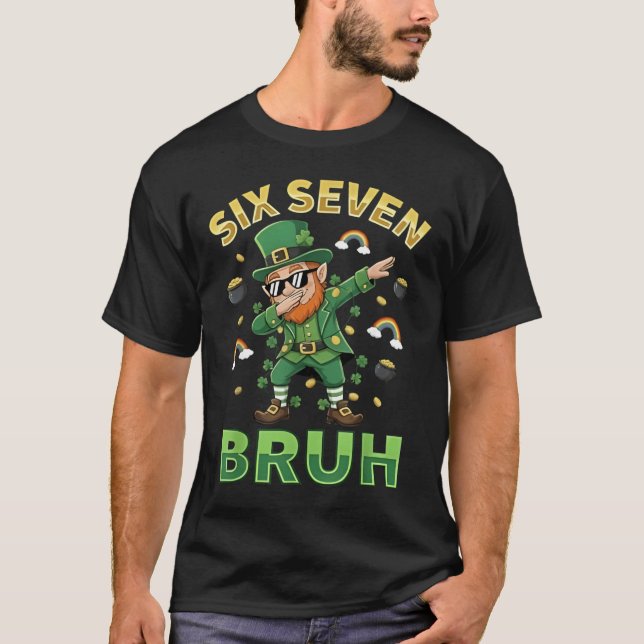 Funny 67 St Patricks Day Dabbing Leprechaun Six Se T-Shirt (Vorderseite)