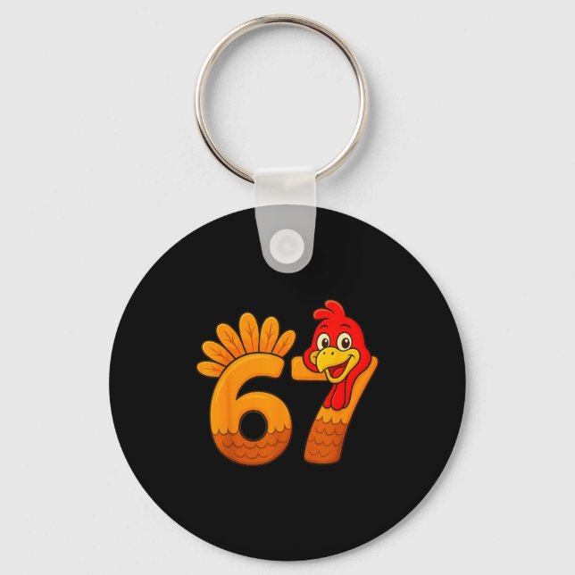 Funny 67 Thanksgiving Turkey Face 67 Number  Schlüsselanhänger (Vorderseite)