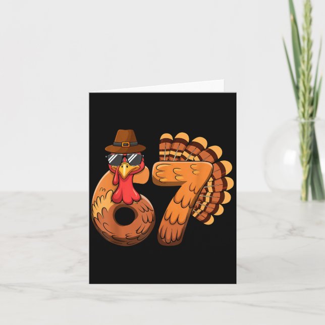 Funny 67 Turkey Thanksgiving Six Seven Shirts Boys Karte (Vorderseite)