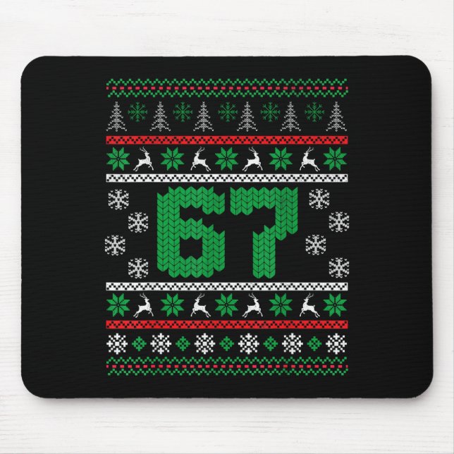 Funny 67 Ugly Christmas Sweater Six Seven Meme Mat Mousepad (Vorne)