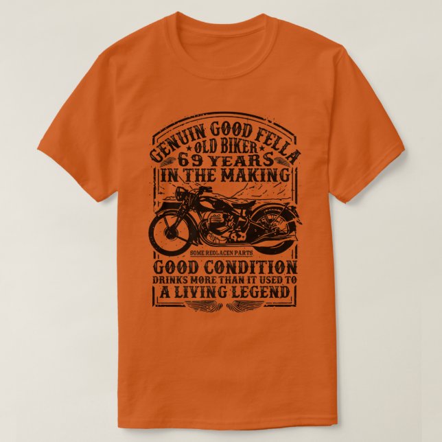 Funny 69 Years Old Biker Retro Style Classic Motor T-Shirt (Design vorne)
