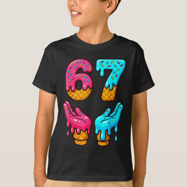 Funny 6 7 67 Six Seven Meme  T-Shirt (Vorderseite)