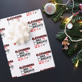 Funny 6-7 Christmas Checklist Custom Name Geschenkpapier Set