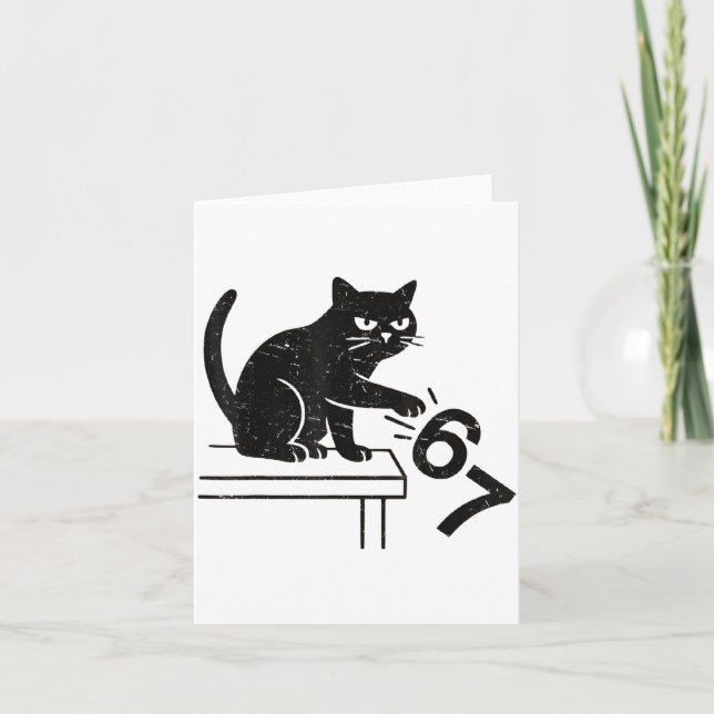 Funny 6 7 Meme Cat Knocking Off 67  Karte (Vorderseite)