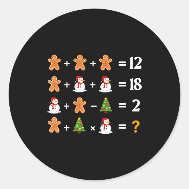 Funny 6 7 Meme Christmas Order Of Operations Math  Runder Aufkleber (Vorderseite)