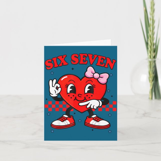 Funny 6 7 Meme Heart Six Seven 67 Valentine Couple Karte (Vorderseite)