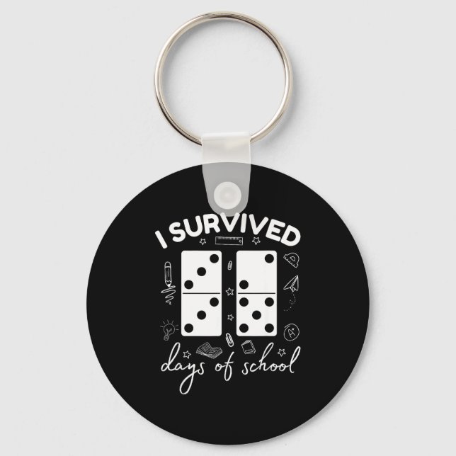 Funny 6 7 Meme I Survived 67 Days Of School Domino Schlüsselanhänger (Vorderseite)