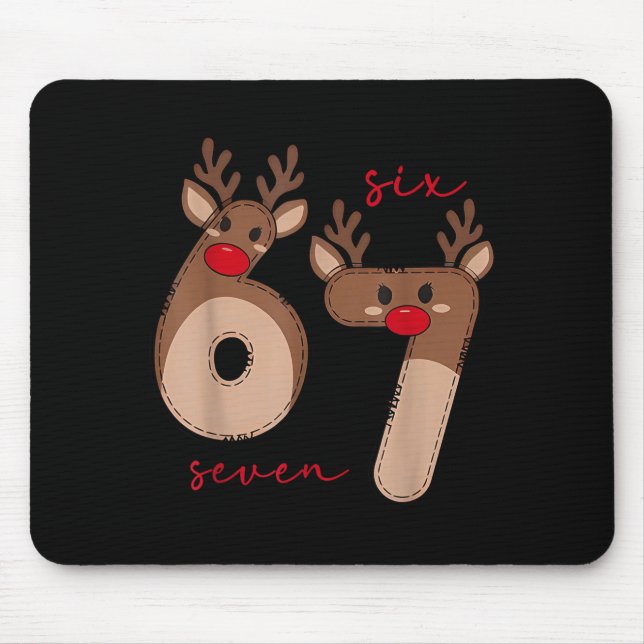 Funny 6 7 Six Seven Meme Christmas Reindeer Gen Al Mousepad (Vorne)
