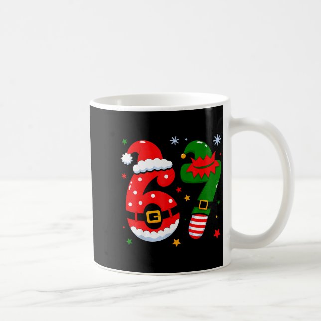 Funny 6 7 Six Seven Meme Christmas Santa Elf Coupl Kaffeetasse (Rechts)