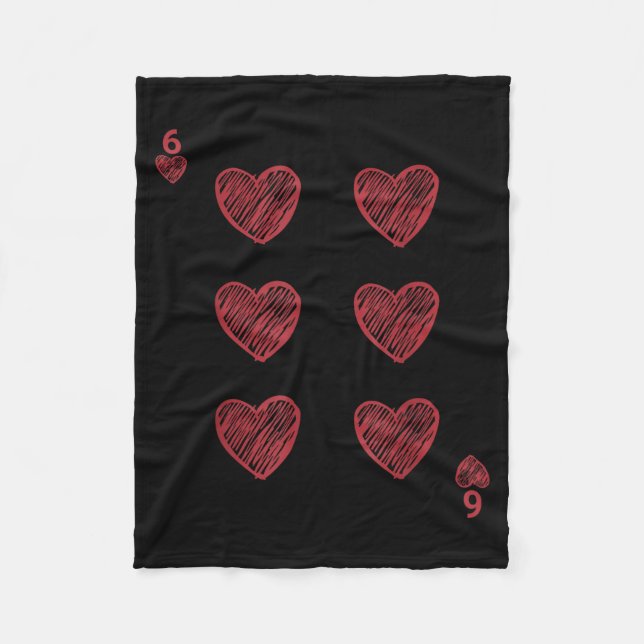 Funny 6 7 Valentine Love Heart Playing Card Couple Fleecedecke (Vorderseite)