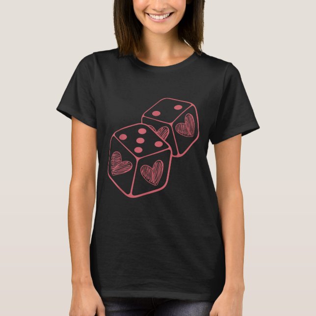 Funny 6 7 Valentine Love Heart Playing Card Couple T-Shirt (Vorderseite)