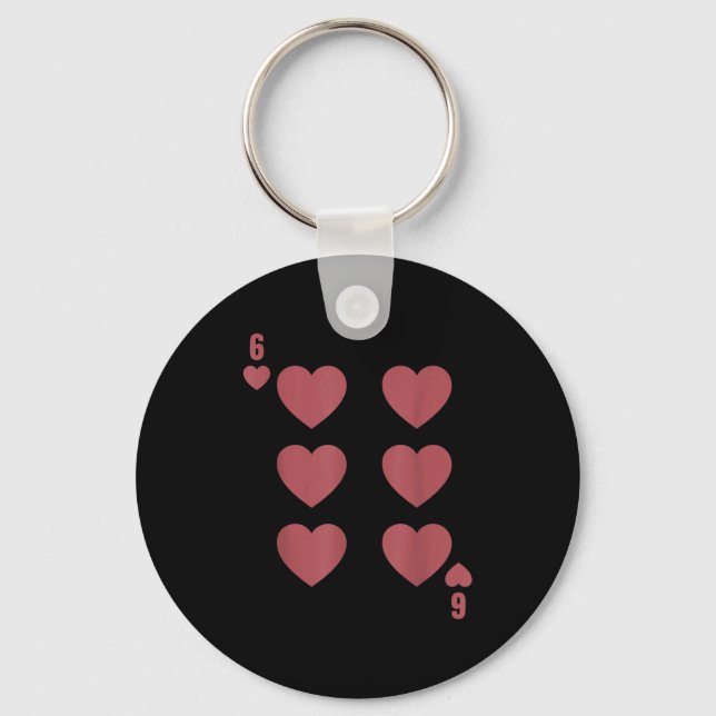 Funny 6 7 Valentine Love Heart Playing Card Matchi Schlüsselanhänger (Vorderseite)